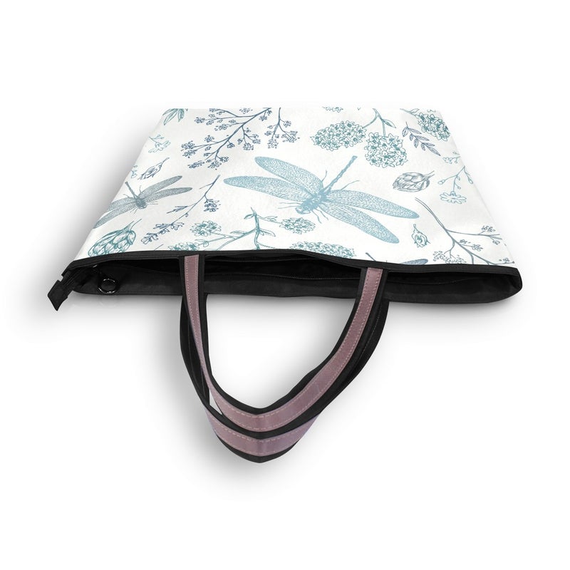 senya Shoulder Bag Large Beach Travel Tote Bag Blue Dragonfly Printed Handbags - Image 4